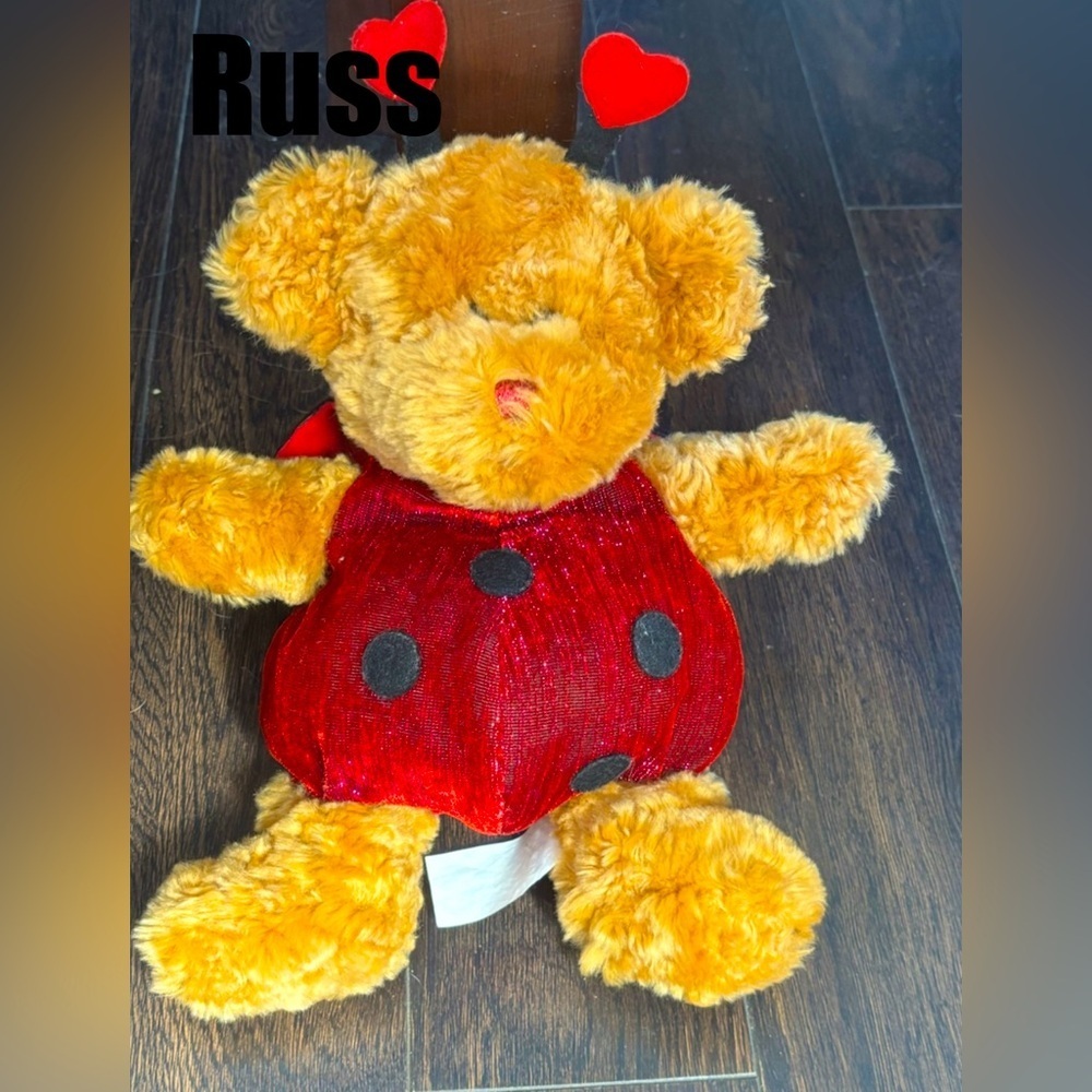 Russ Love Bug Valentine's Bear Lady Bug Beanbag Stuffed Plush Animal Toy